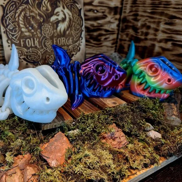 Folk Forge Toys Skeleton Flexi Shark Flexible Articulated